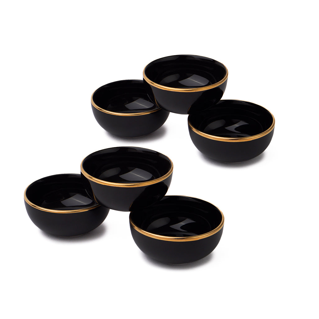 Ceramic Katori Bowl Set Black Gold