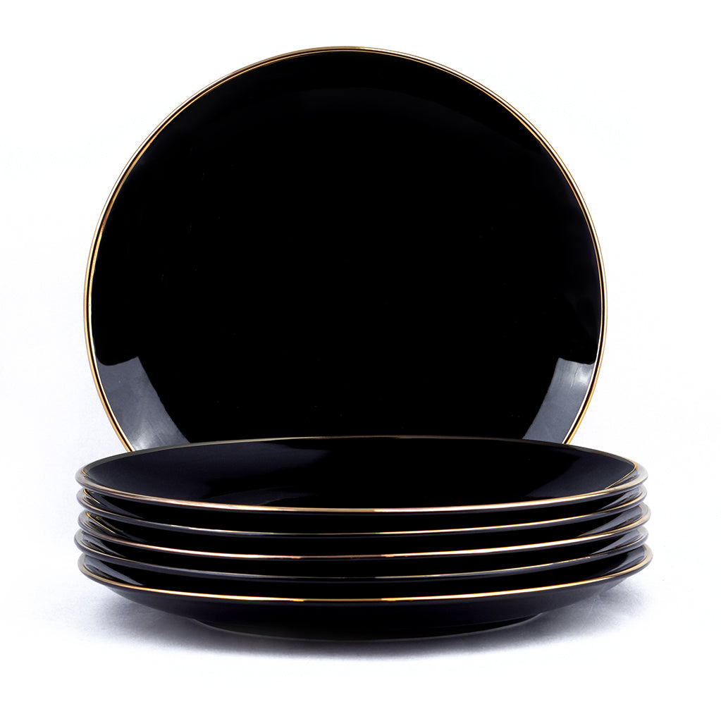 Black Gold Porcelain Dinner Plates