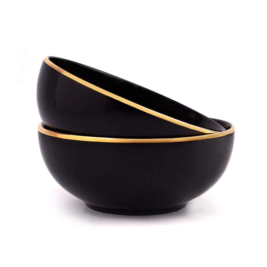 Medium Ceramic Bowl Black Gold
