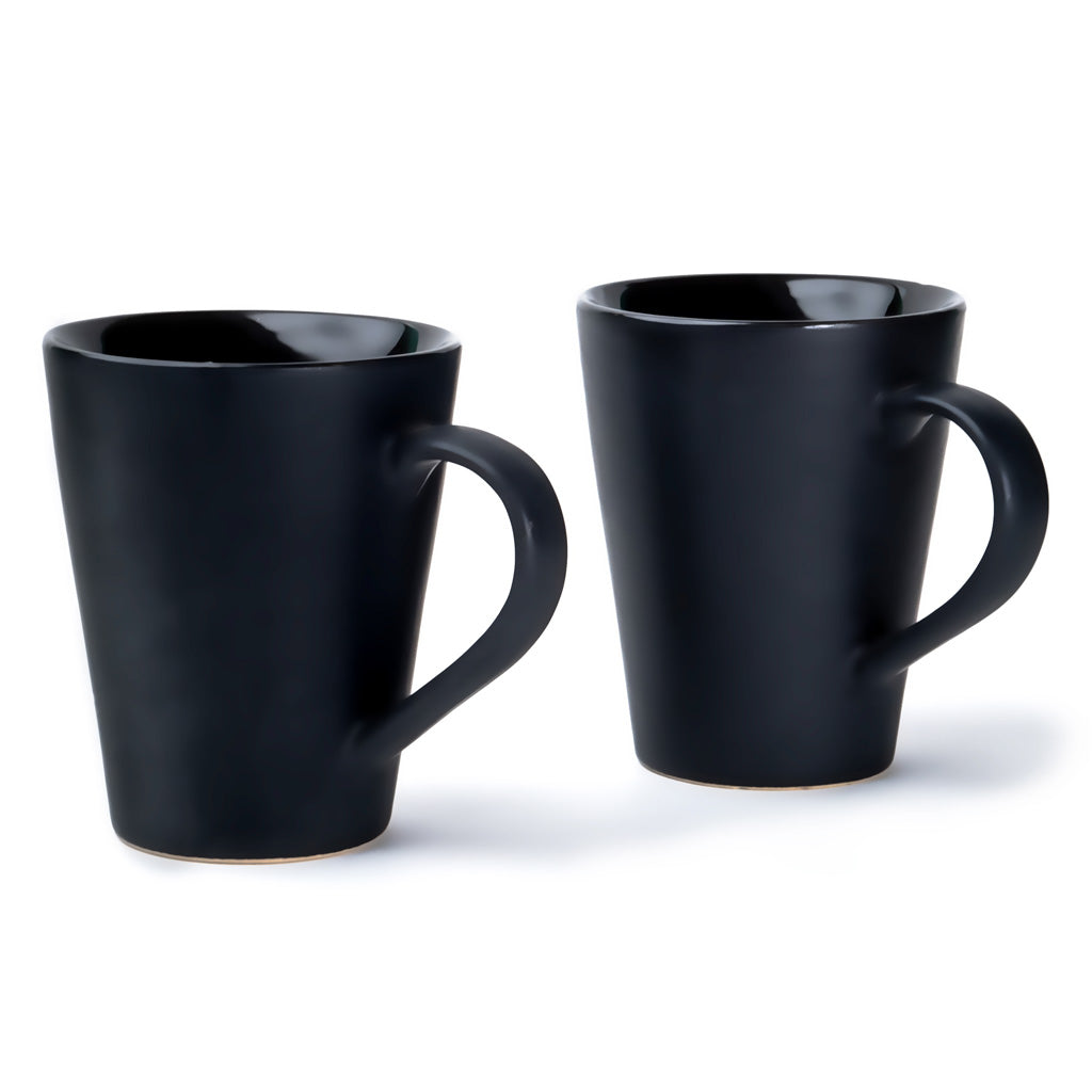 Black Coffee Mugs Set of 2