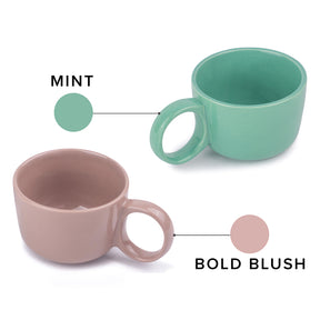 coffee mugs set of 6 Bold Blush & Mint