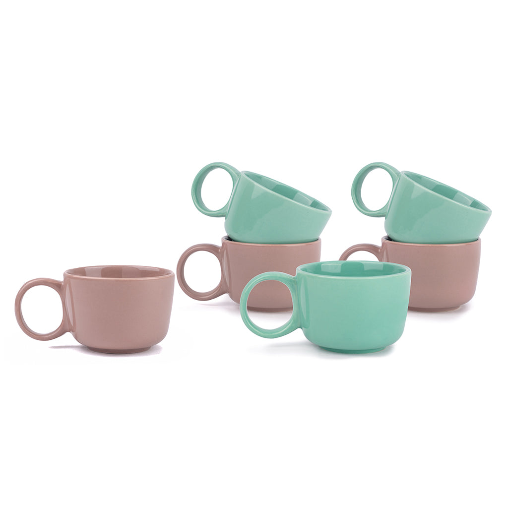 coffee mugs set of 6 Bold Blush & Mint