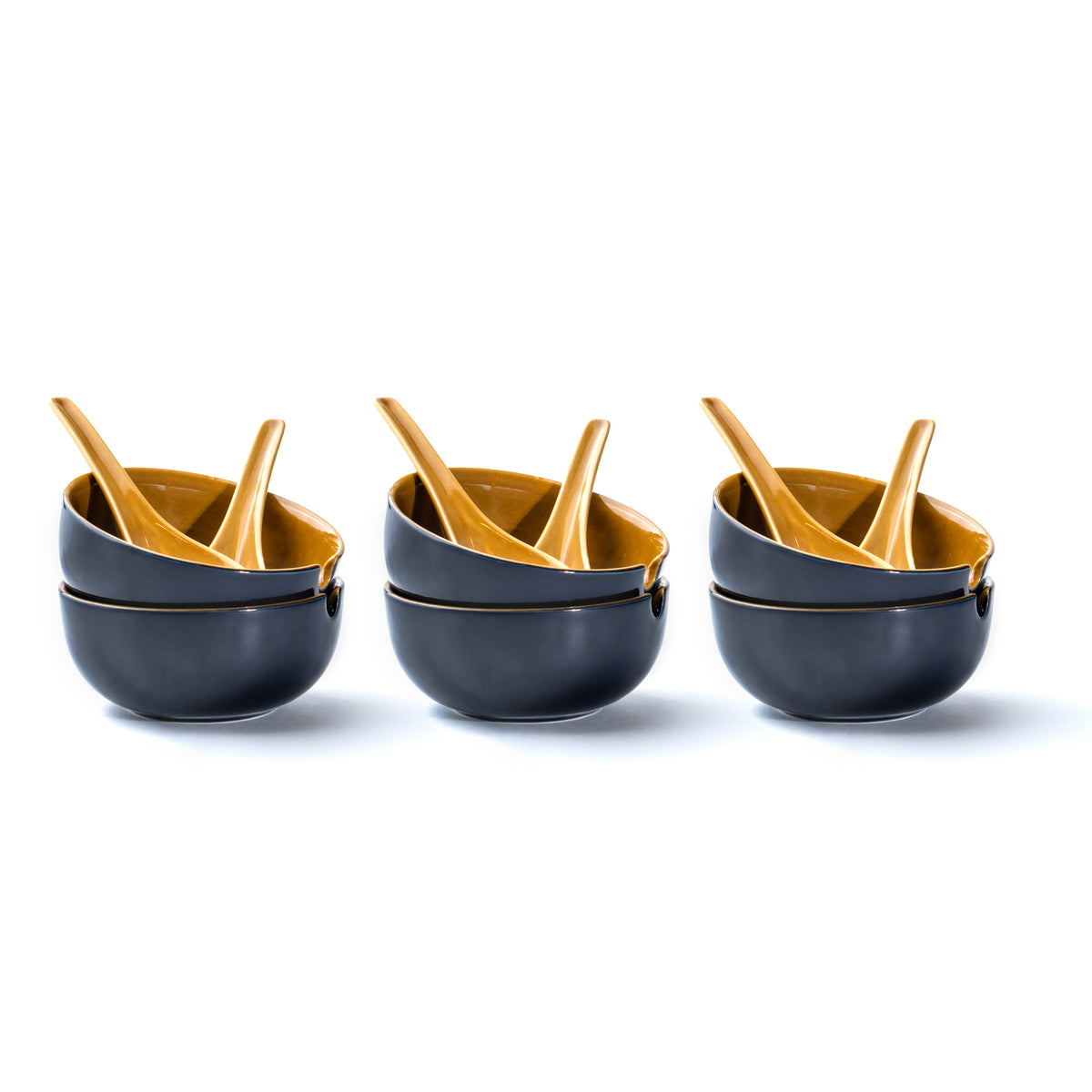 Shay Stoneware Soup Bowl Set, Set of 6, Persian Blue