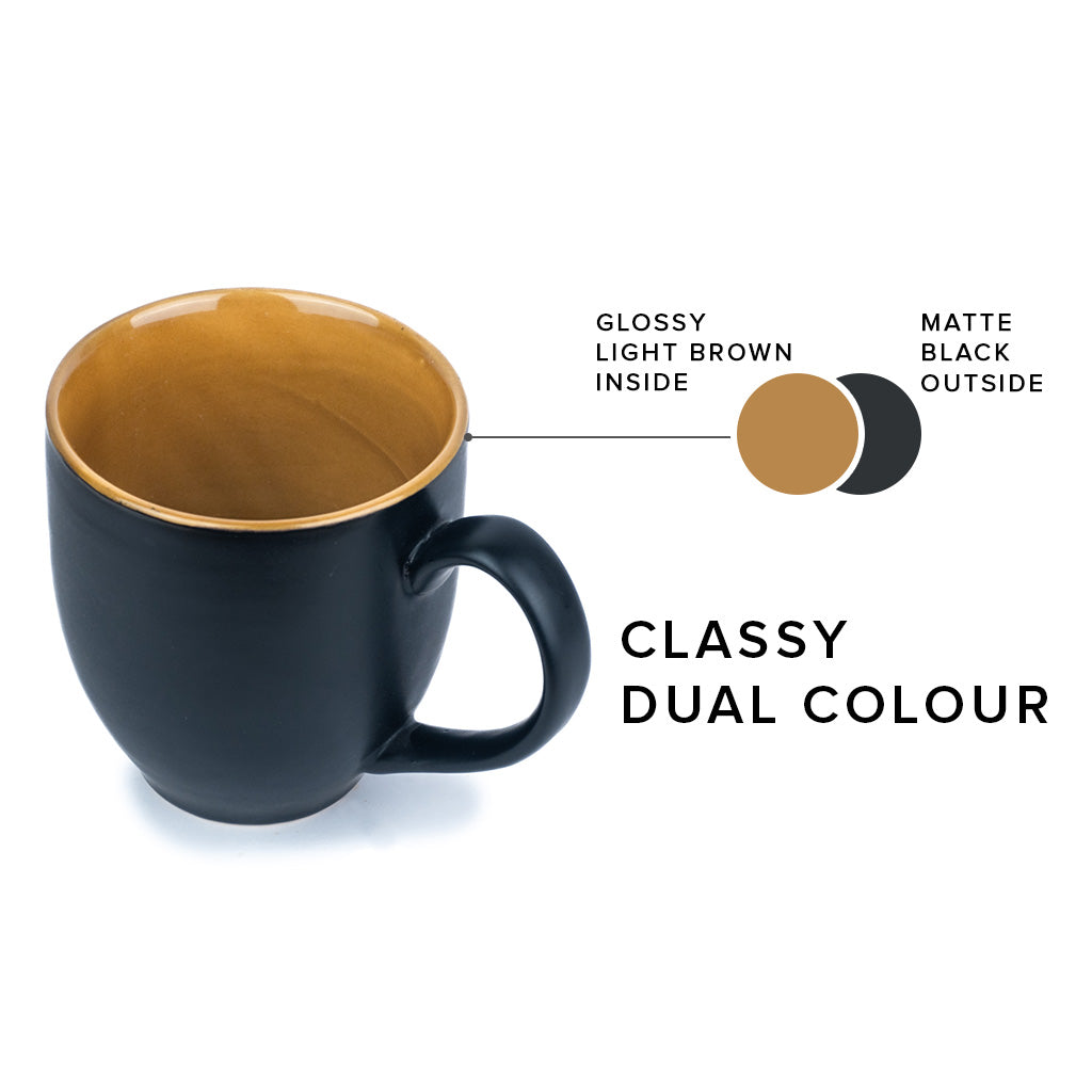 Black Brown Coffee Mugs Set of 2