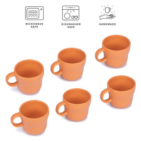 Curvy tea Cup Set of 6 Orange