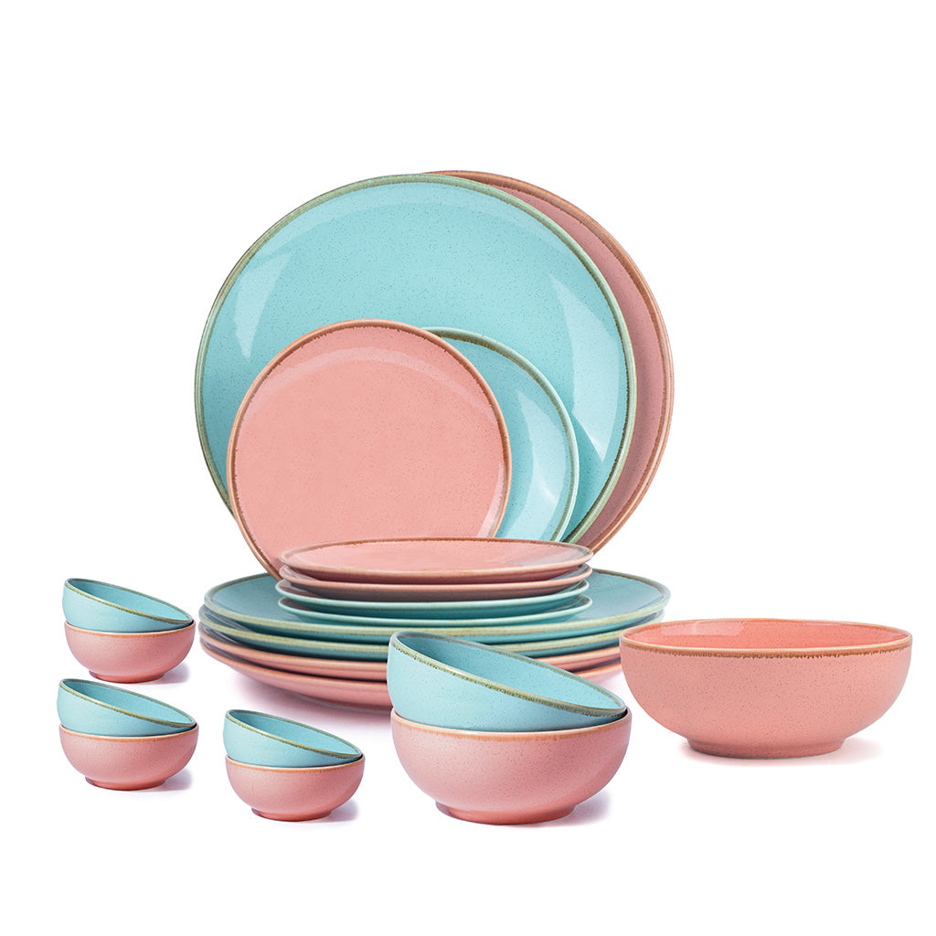 Pink Blue Porcelain Dinner Set