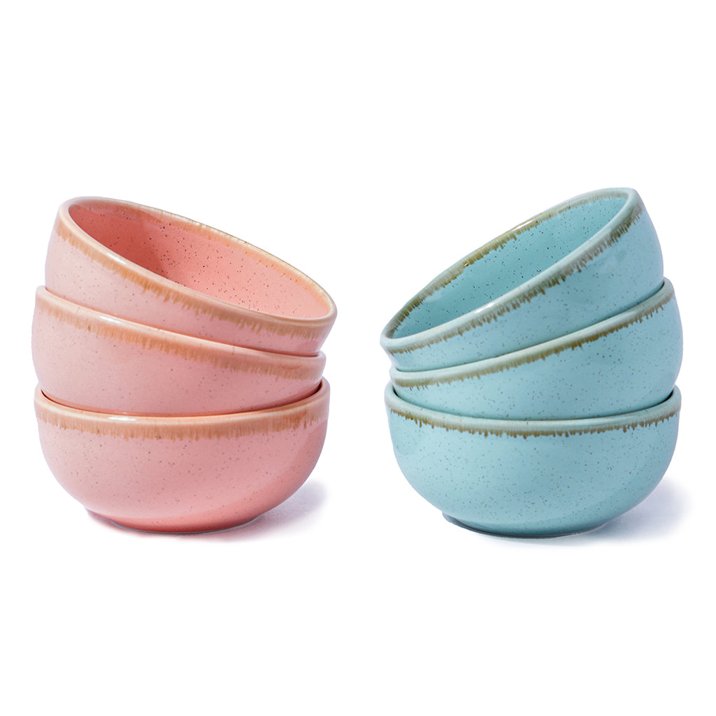 Ceramic Katori Bowl Set Pink Blue
