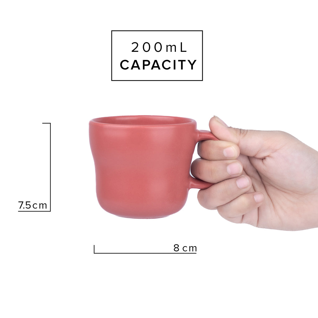 Curvy tea Cup Set of 6 Pink