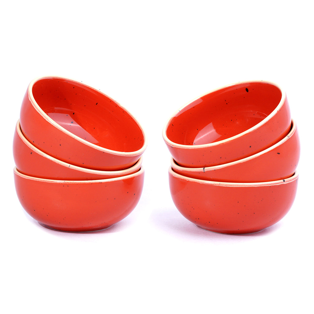 Red Katori Bowl Set, 6 Pieces