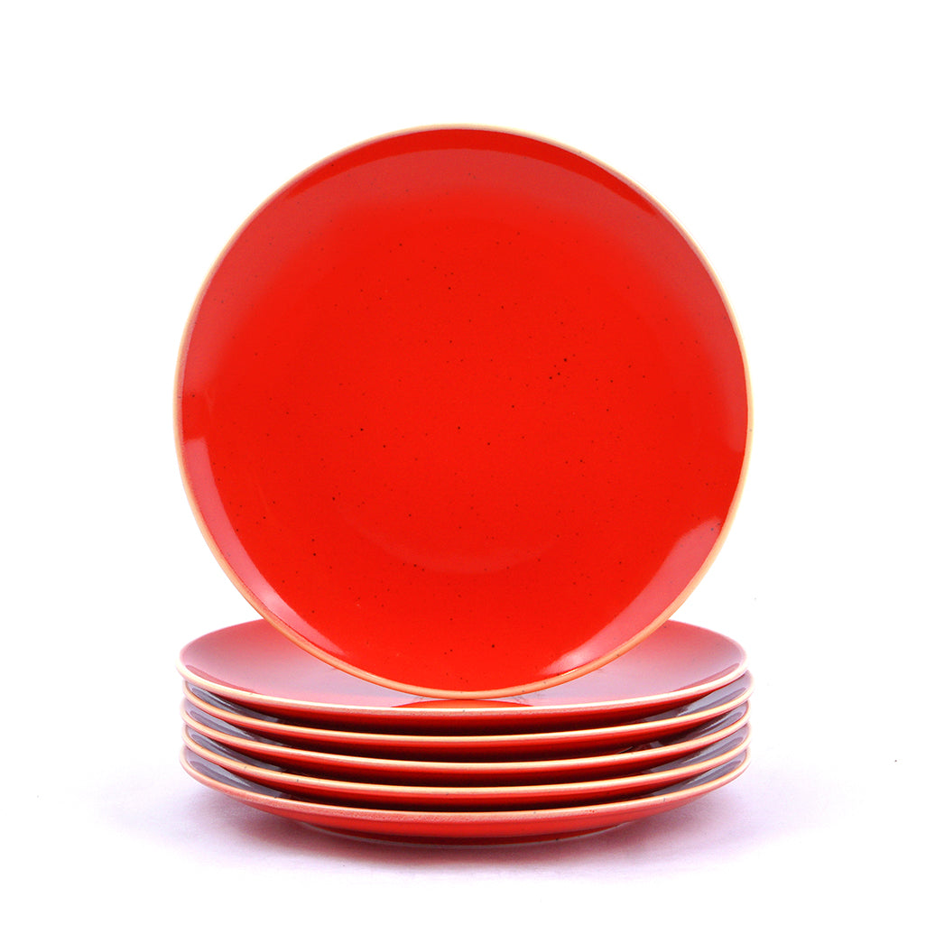Red Porcelain Quarter Plates