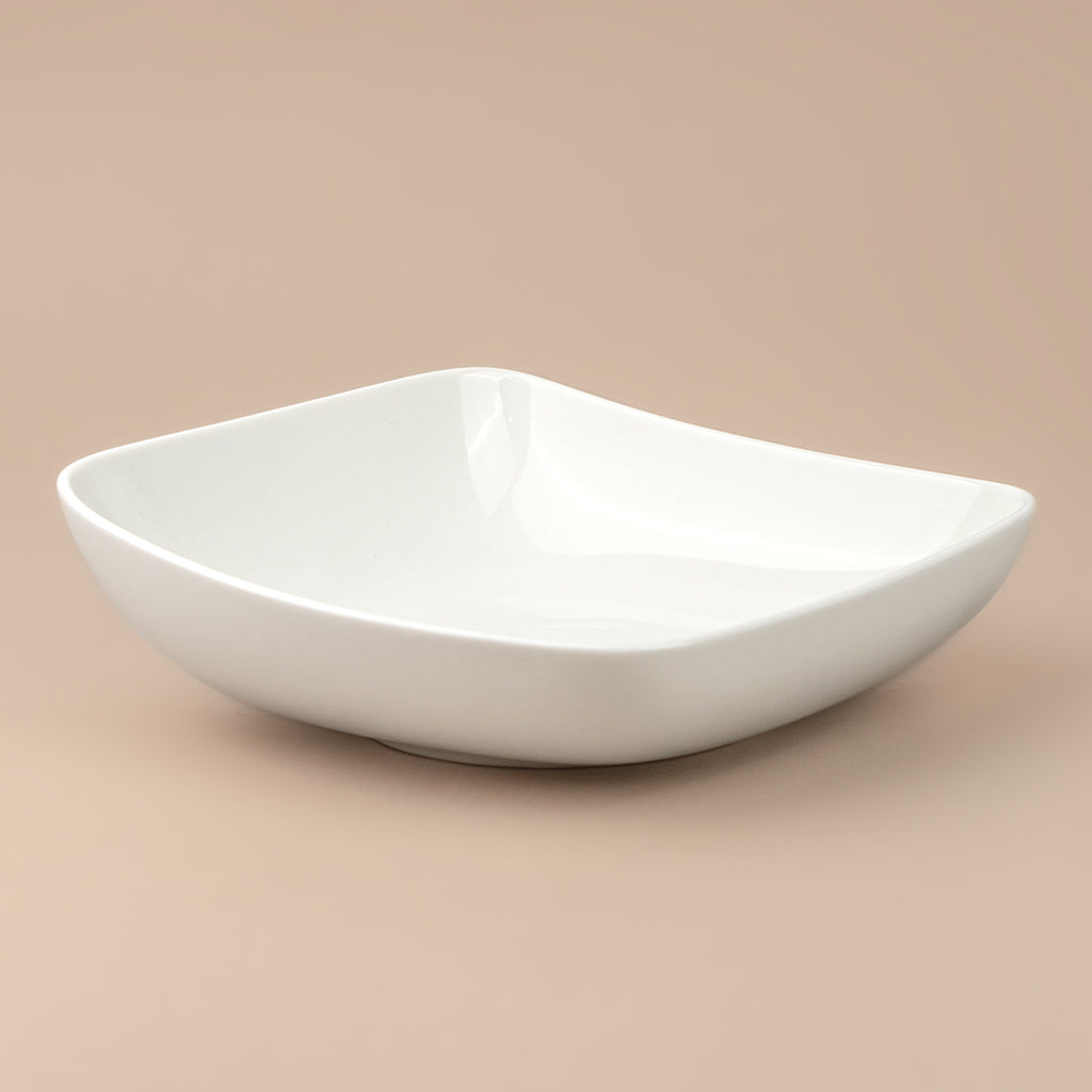 White Square Large Ceramic Serving Bowls 1000ml, 1 Piece