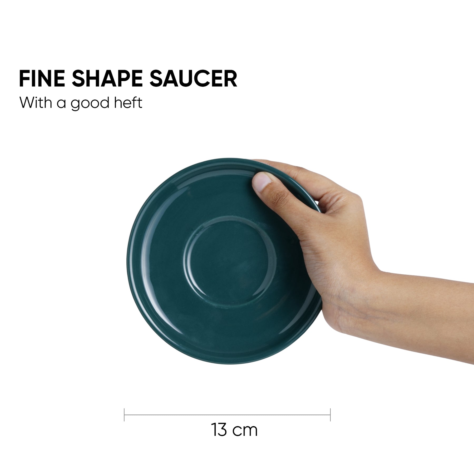 Teal Green Ceramic Cappuccino Cup & Saucer – 250 ML