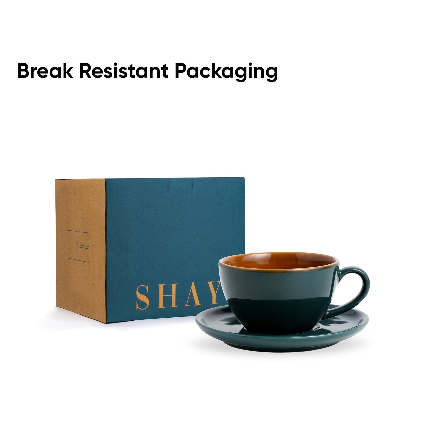 Teal Green Ceramic Cappuccino Cup & Saucer – 250 ML
