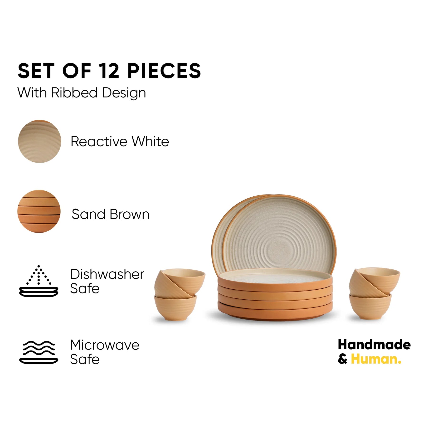 Ceramic Dinner Set | Klay Collection | 12 Pieces | Klay Green | Matte Finish