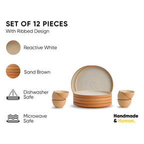 Ceramic Dinner Set | Klay Collection | 12 Pieces | Klay Green | Matte Finish