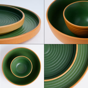 Ceramic Modern Dinner Set, 12 Pcs | Klay Green Crockery Set