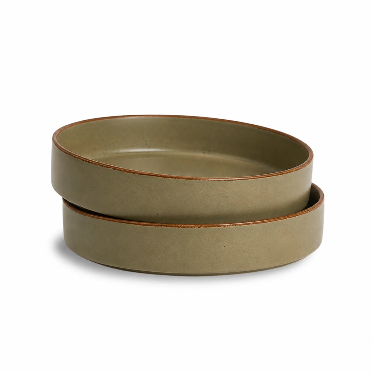 Ceramic Pasta Bowl | Japandi Collection | Set of 2 | Stackable | Olive
