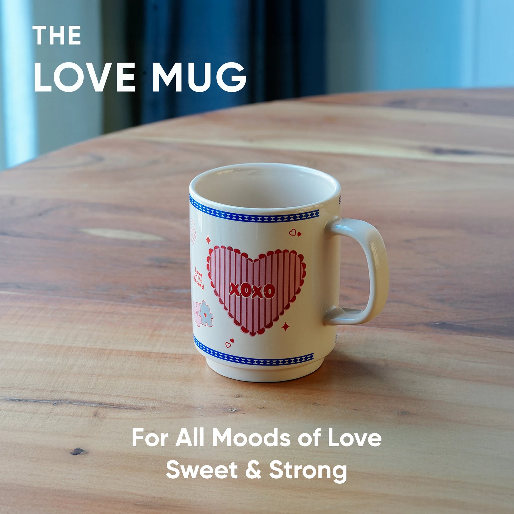 Premium Coffee Mug 370ml | XOXO Ceramic Coffee Cup | Glossy Love Mug