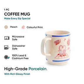 Premium Coffee Mug 370ml | XOXO Ceramic Coffee Cup | Glossy Love Mug