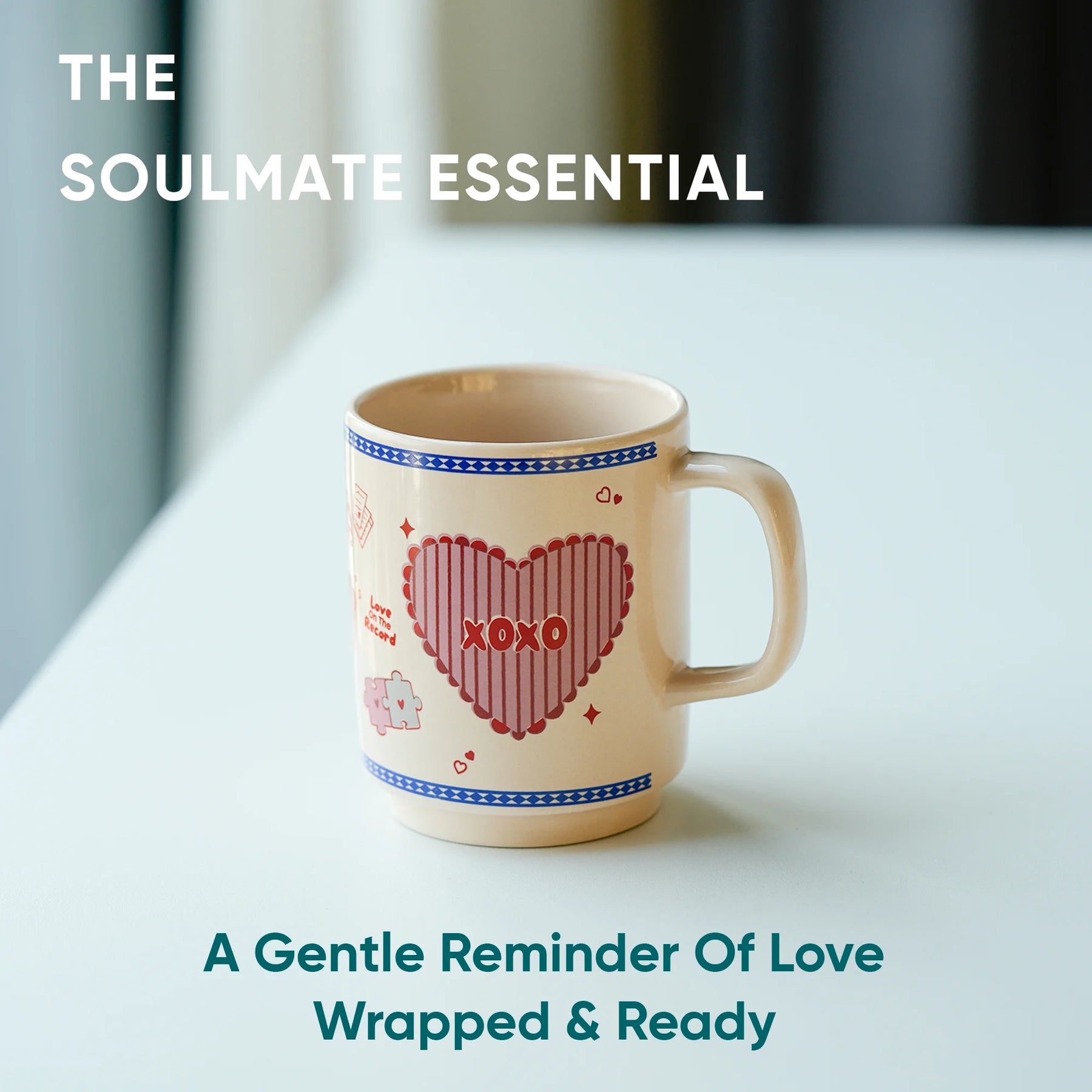 Premium Coffee Mug 370ml | XOXO Ceramic Coffee Cup | Glossy Love Mug