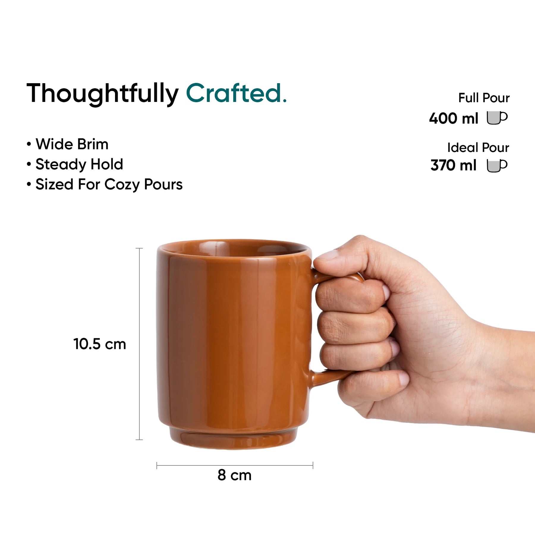 Ceramic Mug | Rise Collection |  1 Pc | Brown | 300ml
