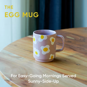 Ceramic Mug, 1 Pc, Egg, 300ml | Glossy Finish | Ceramic Coffee Cup | Porcelain | Microwave Safe | Rise Collection