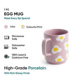 Ceramic Mug, 1 Pc, Egg, 300ml | Glossy Finish | Ceramic Coffee Cup | Porcelain | Microwave Safe | Rise Collection
