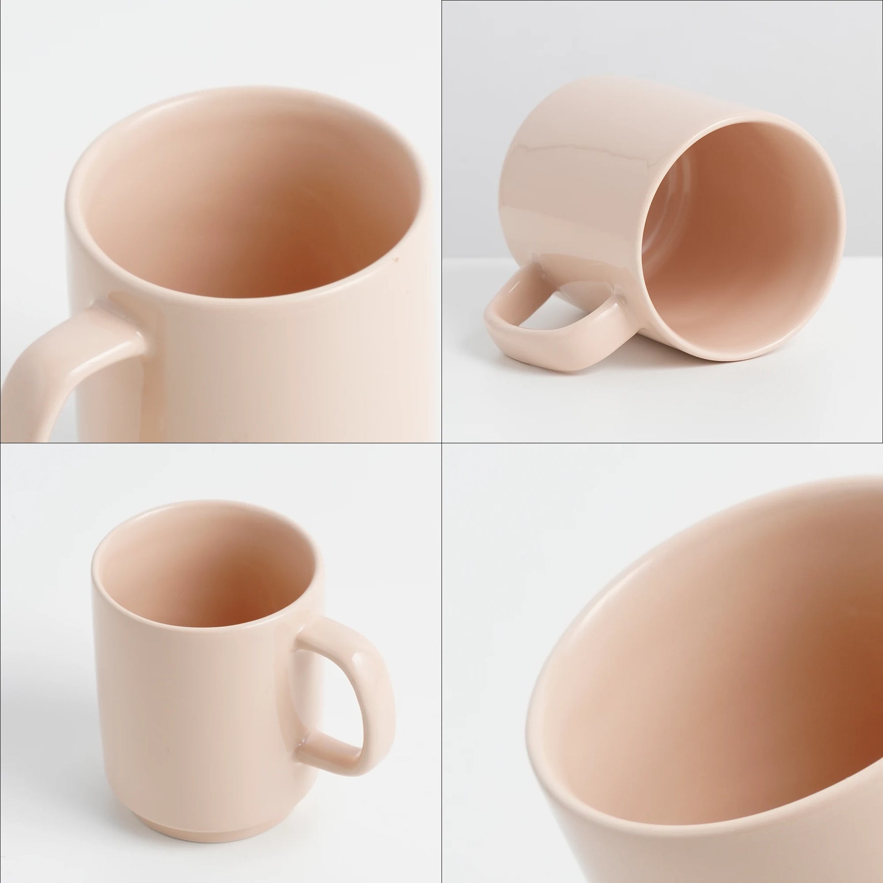 Collage of a beige mug from different angles on a white background