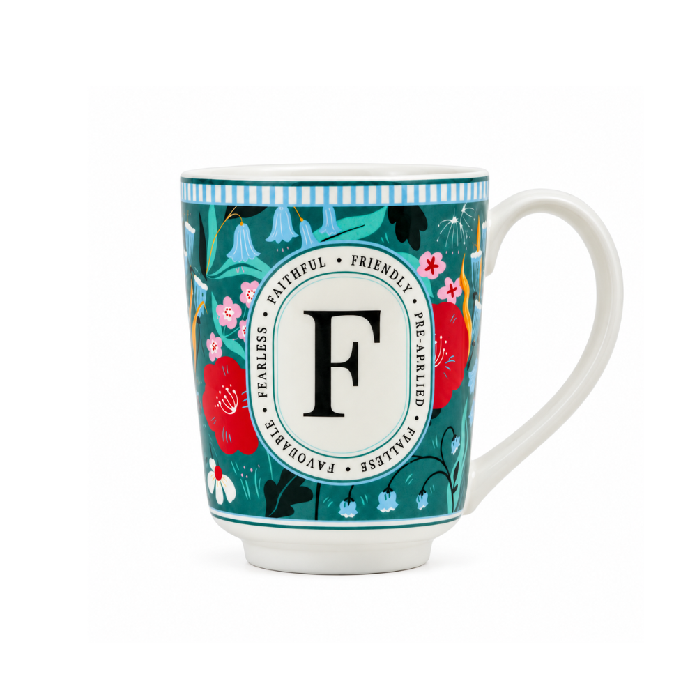 F Ceramic Coffee Mug – 300 ML | Alphabet Collection