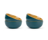 Ceramic Snack Bowl Set | 330ml | Set of 4 | Glossy Finish | Teal Green Midnight Collection