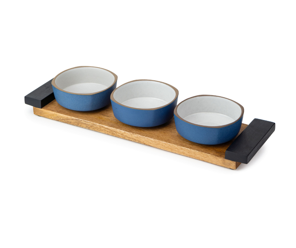 Shay Ceramic Snack Bowl & Tray Set | 300ml | Matte Finish | Premium Stoneware