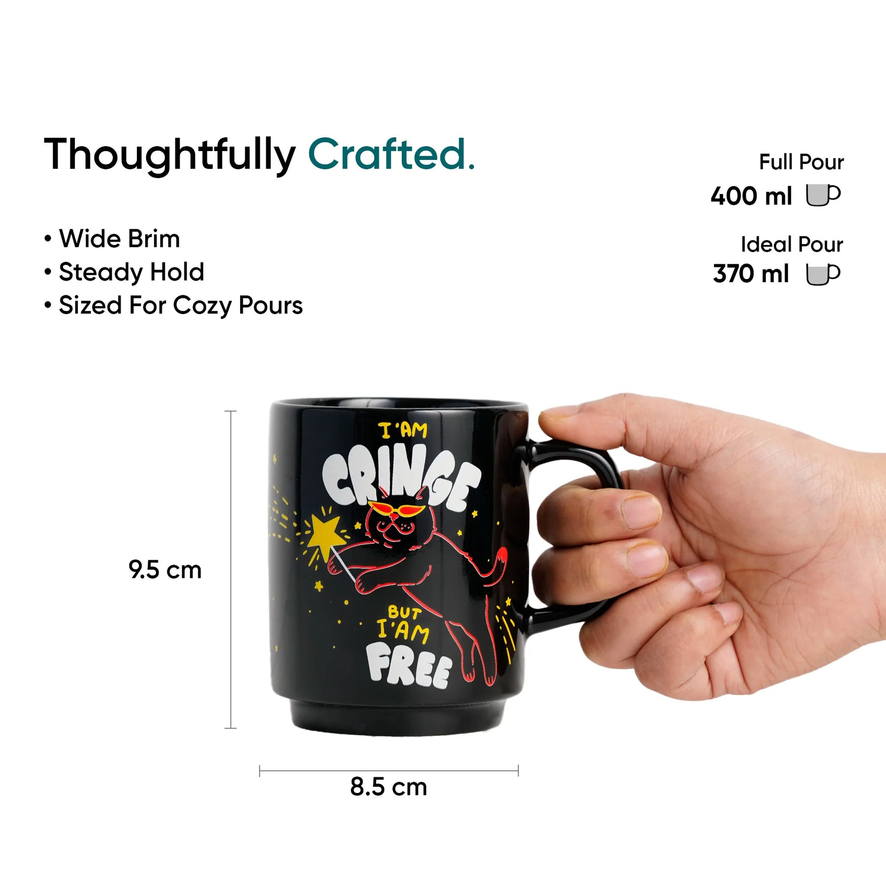 Ceramic Mug Set of 2 | Cringe Cat & Baddies Coffee Cups 300ml