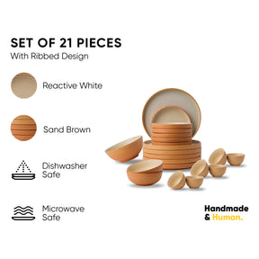 Ceramic Modern Dinner Set – 21 Pcs | Klay Collection | Stoneware | Matte Finish