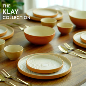 Ceramic Modern Dinner Set, 21 Pcs, Klay White | Porcelain | Matte Finish | Japandi Dinner Set