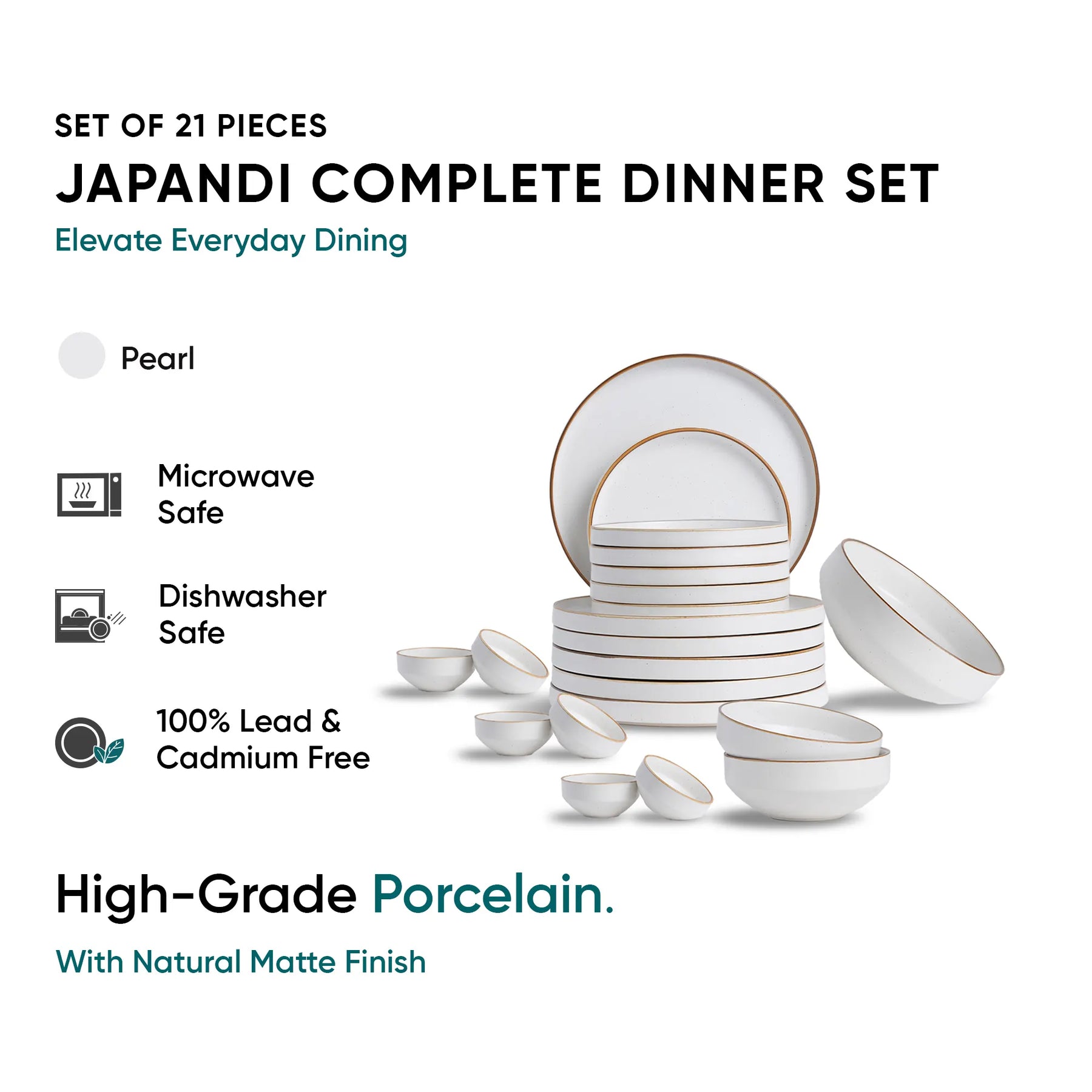 Japandi complete dinner set with high-grade porcelain on a white background