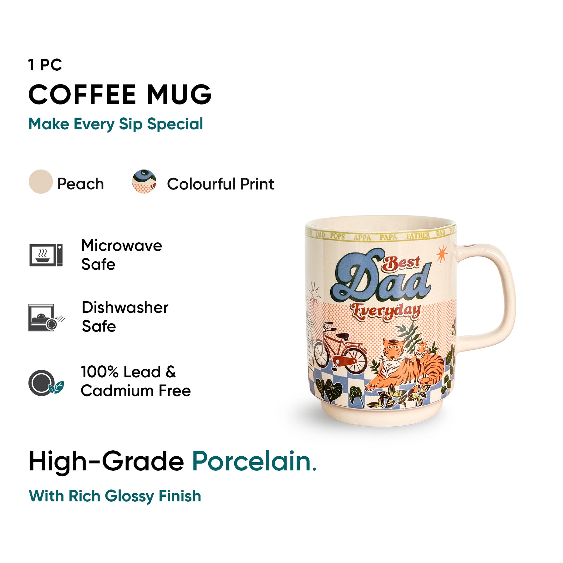 DAD Ceramic Coffee Mug, 300ml