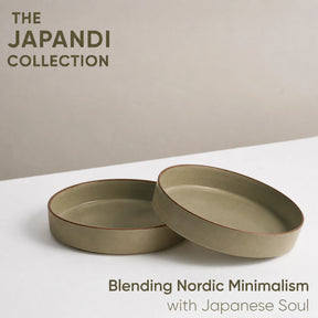 Ceramic Pasta Bowl | Japandi Collection | Set of 2 | Stackable | Olive