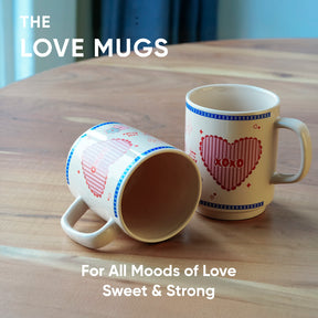 Premium Coffee Mug Set of 2 | XOXO Love Mugs | 370ml | Glossy Finish | Rise Collection