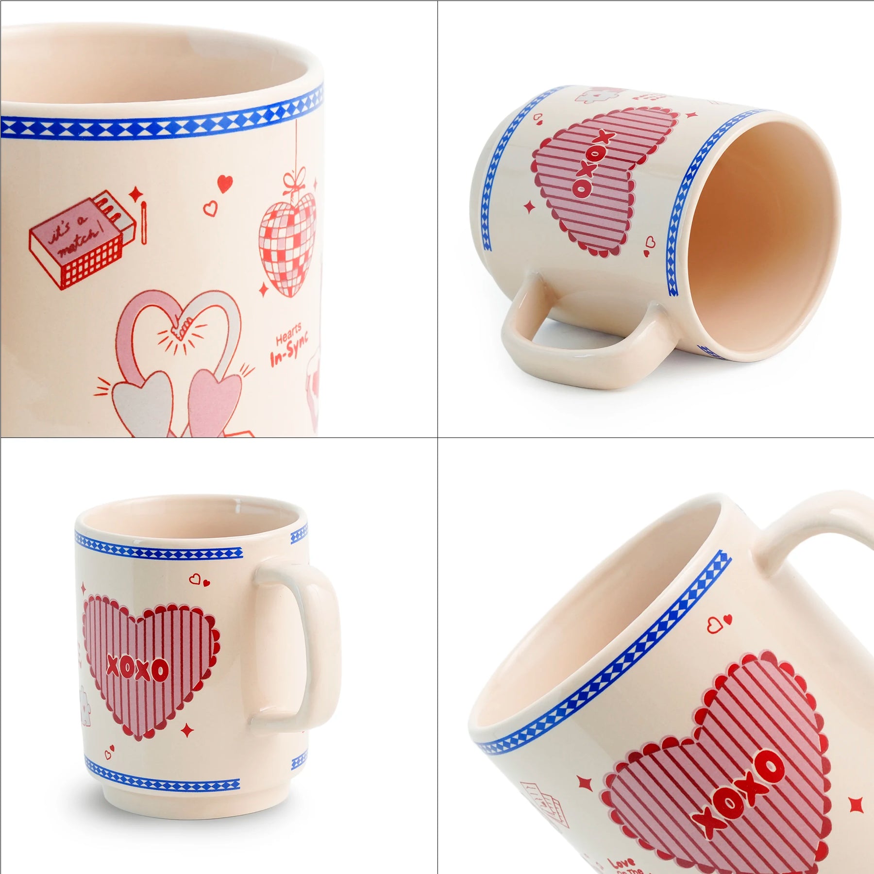 Premium Coffee Mug Set of 2 | XOXO Love Mugs | 370ml | Glossy Finish | Rise Collection