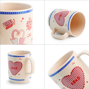 Premium Coffee Mug Set of 2 | XOXO Love Mugs | 370ml | Glossy Finish | Rise Collection