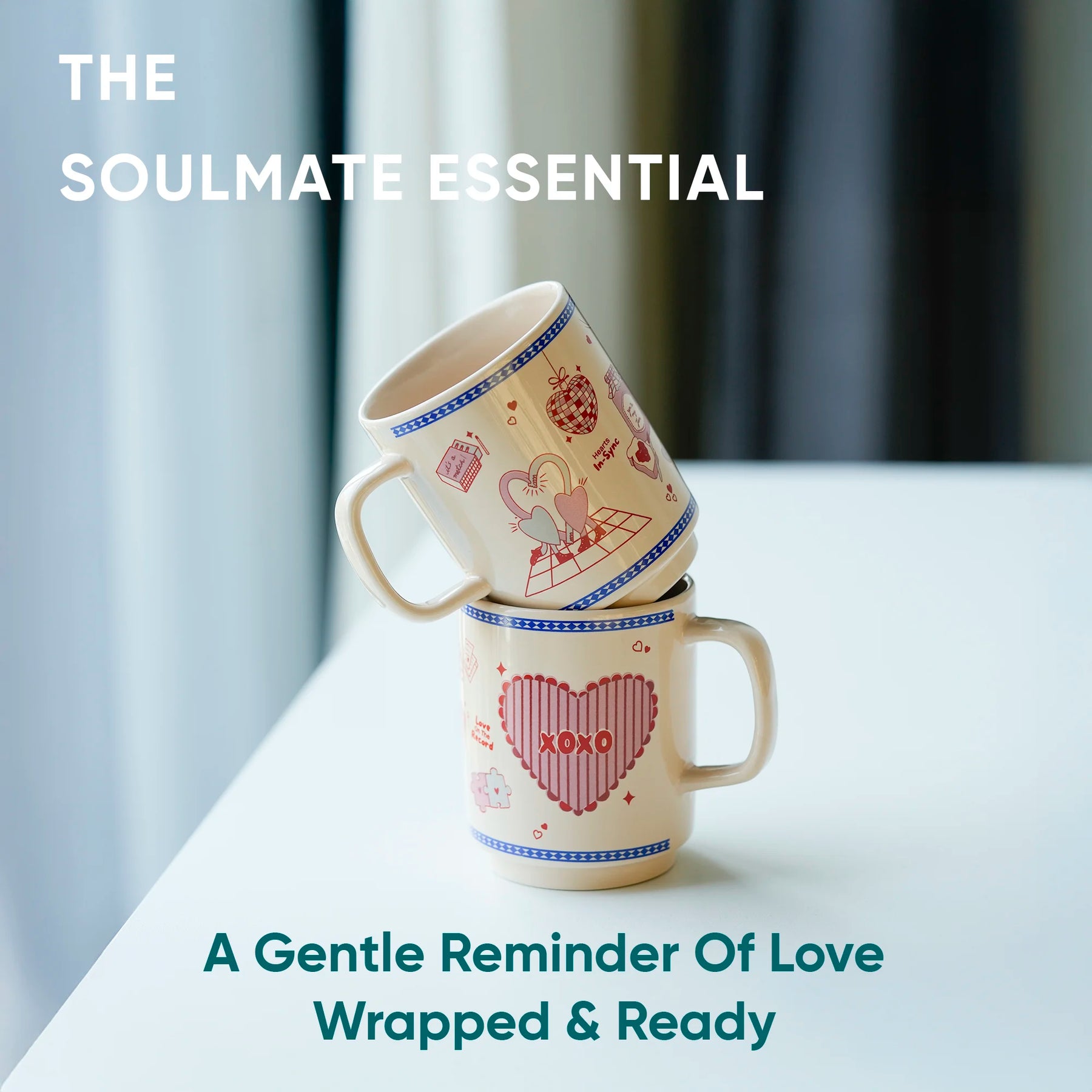 Premium Coffee Mug Set of 2 | XOXO Love Mugs | 370ml | Glossy Finish | Rise Collection