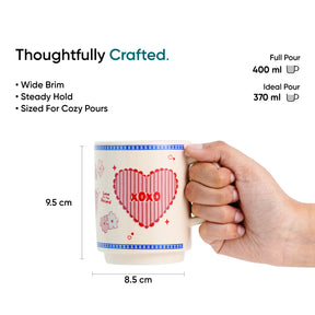 Premium Coffee Mug Set of 2 | XOXO Love Mugs | 370ml | Glossy Finish | Rise Collection