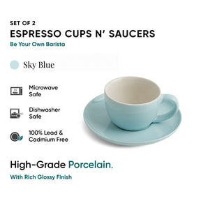 Ceramic Espresso Cup  Saucer Set | Set of 2 | 100ml