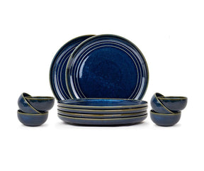 Ceramic Dinner Plates Set, 12 Pieces | Self Reactive Collection | Glossy Finish