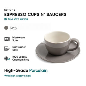 Ceramic Espresso Cup  Saucer Set | Set of 2 | 100ml