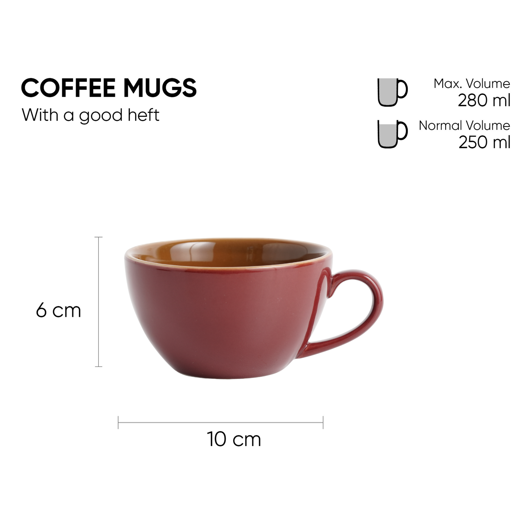 Burgundy Ceramic Cappuccino Cup & Saucer – 250 ML