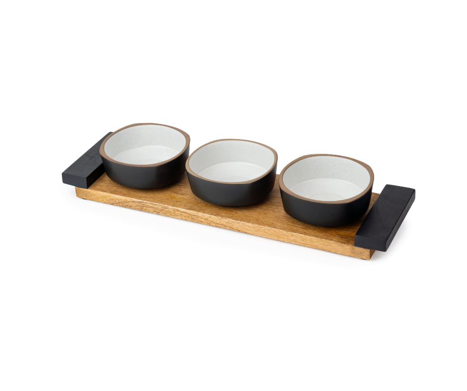 Shay Ceramic Snack Bowl & Tray Set | 300ml | Matte Finish | Premium Stoneware