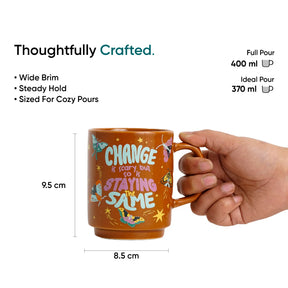Ceramic Mug Set of 2 – Sunshine & Change Is Scary | 300ml | Glossy Finish | Porcelain