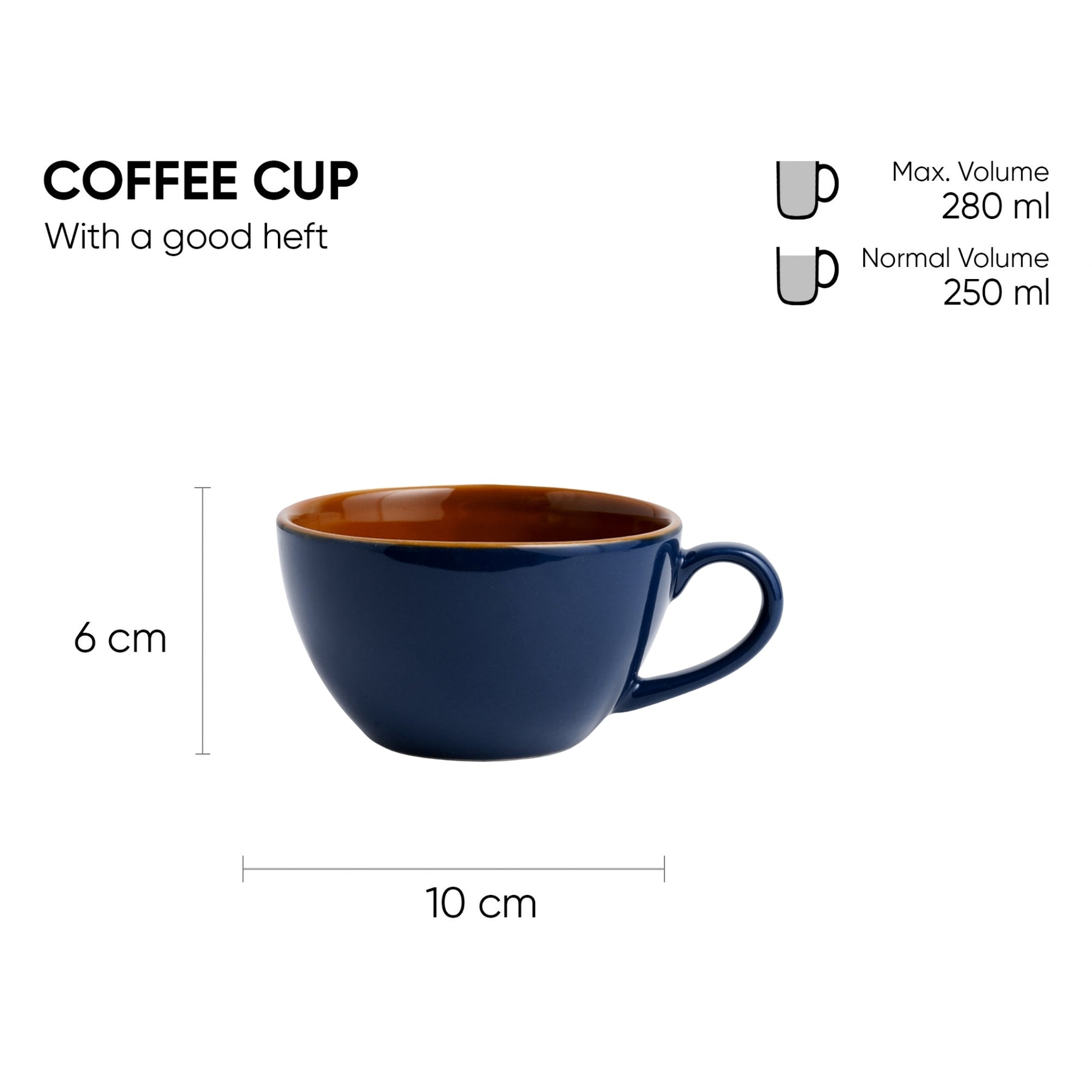 Midnight Blue Ceramic Cappuccino Cup & Saucer – 250 ML
