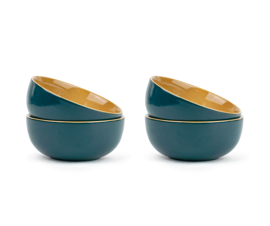 Ceramic Snack Bowl Set | 330ml | Set of 4 | Glossy Finish | Premium Stoneware